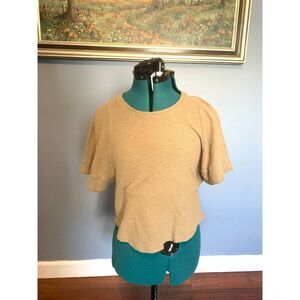 Madewell Brown Cap Flutter Short Sleeve Cotton Blouse, size XXS